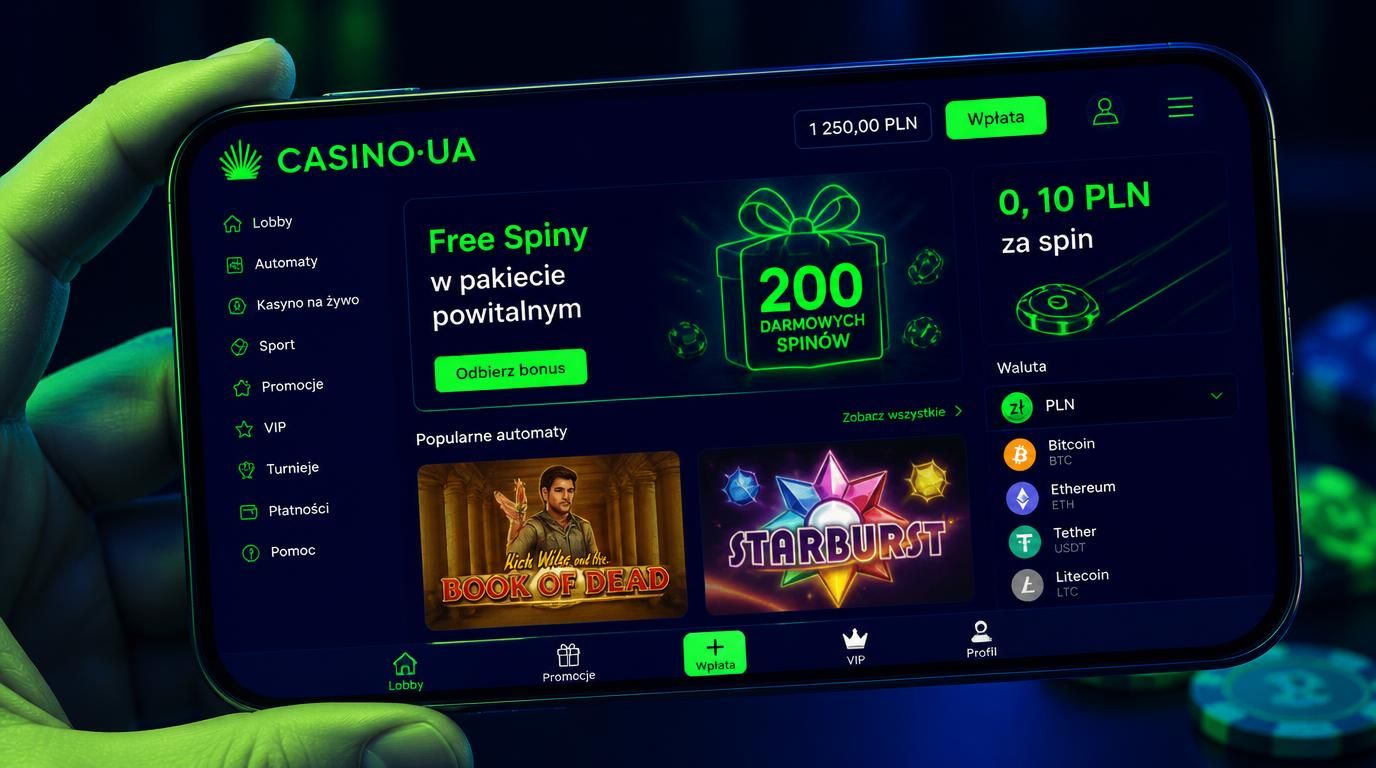 Gracz z telefonem i automaty ze znakami free spinów