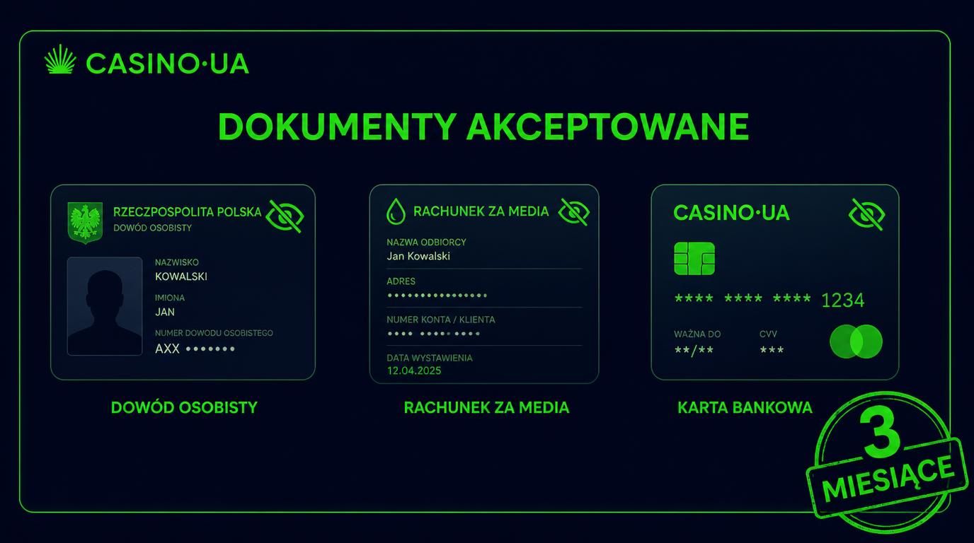 obraz trzech typów dokumentów z minimalnymi danymi potrzebnymi do weryfikacji